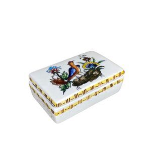 Coimbra Trinket Box Ceramic Portugal Handpainted Paula Lucas Rectangle Bird‎